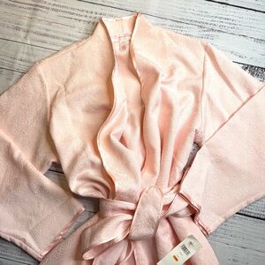 Oscar de la Renta Robe Womens S/M Satin Jacquard Belted Pink Label - NWT